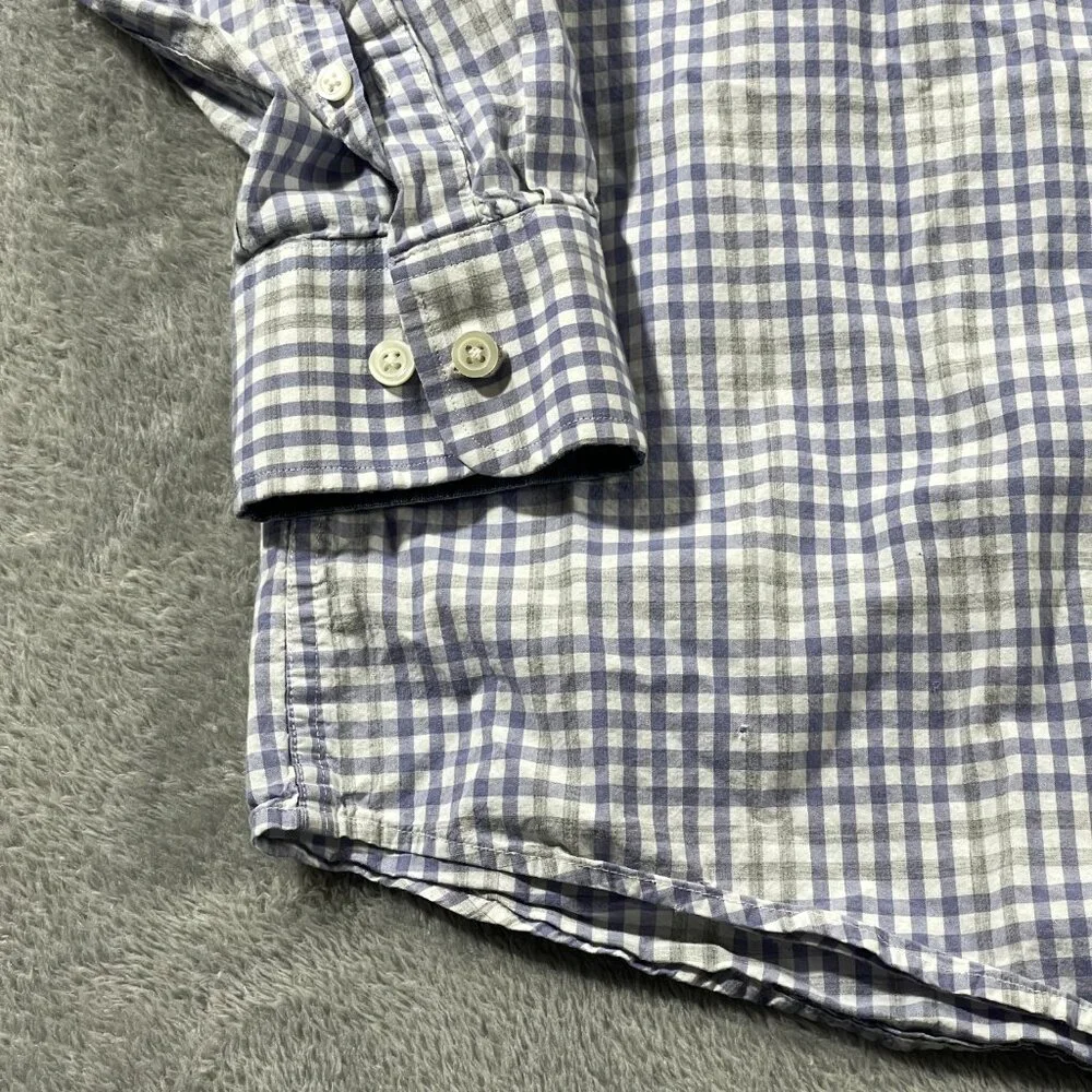 Banana Republic L Men Soft Wash Standard Fit Button Down Purple Plaid Casual‎